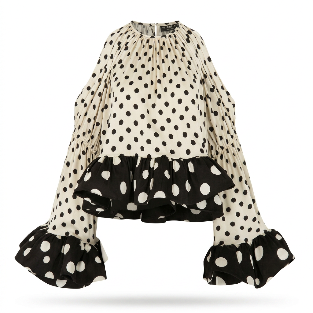 VOLUMINOUS RUFFLE SLEEVE TOP IN CREAM | CULT MIA | Valenciani