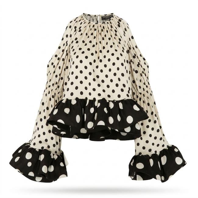 VOLUMINOUS RUFFLE SLEEVE TOP IN CREAM | CULT MIA | Valenciani Hover Image