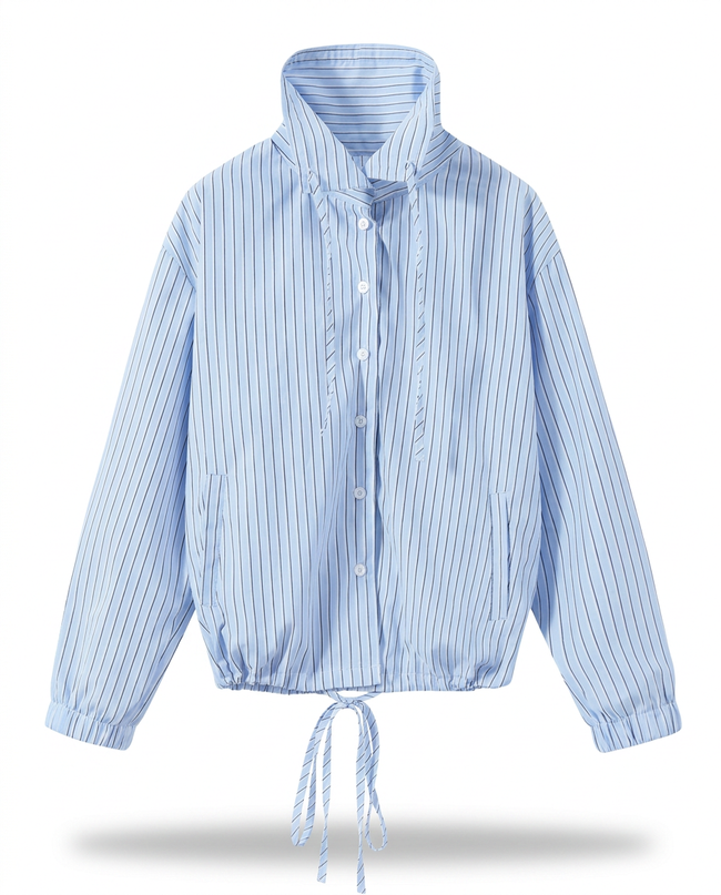 Refined Striped Drawstring Two-Piece Set Hover Image