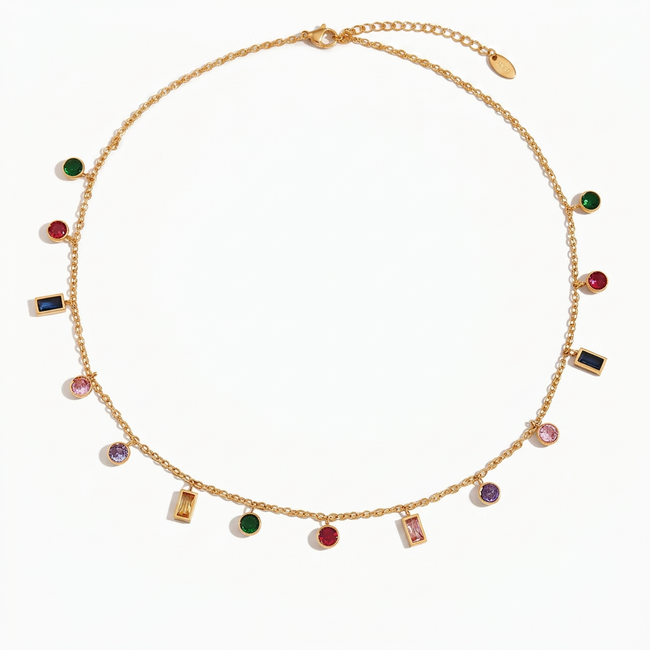 Vibrant Gold Crystal Statement Necklace Hover Image