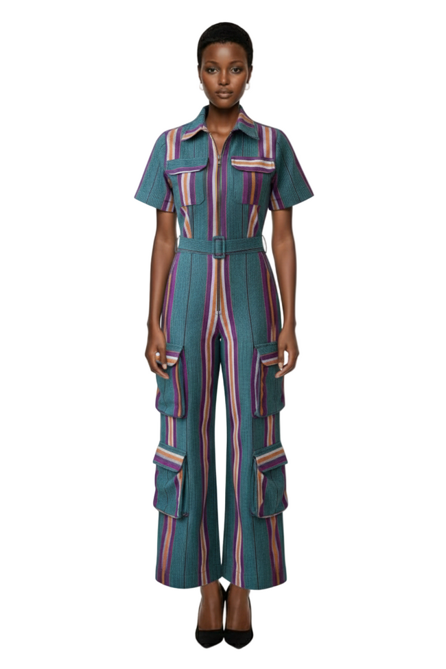 Achalugo Aso Oke Cargo Set - Blue + Purple Hover Image