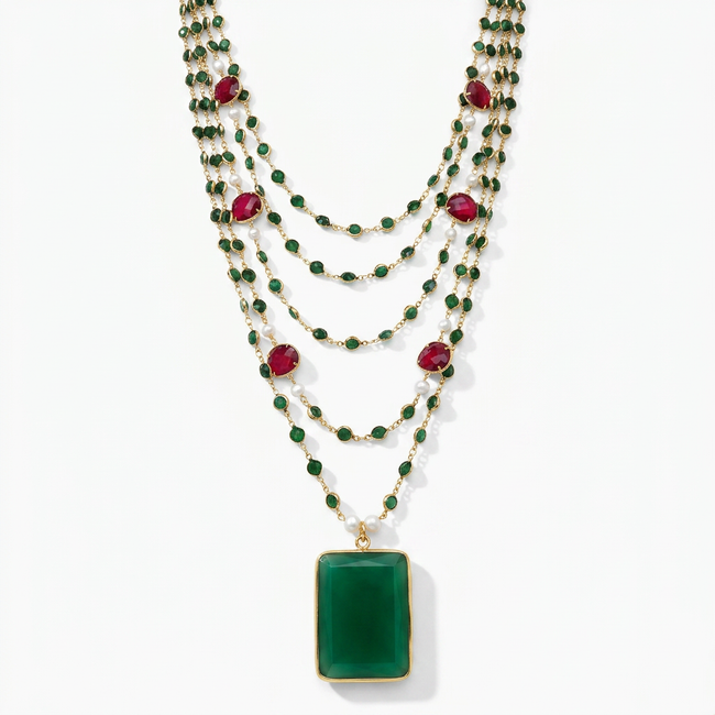 Worthy Crystal Multi-Strand Pendant Necklace Hover Image
