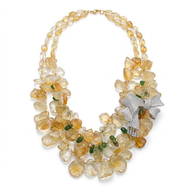 Magnetic Citrine Butterfly Pendant Necklace Hover Image