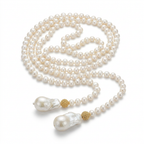 Luminous Baroque Pearl Lariat Necklace