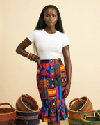 Nta Elastic-Waist Luxe Ankara Cotton Skirt - Effortless Sophistication