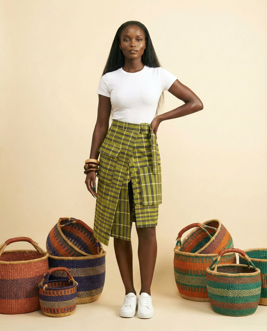 Nkata Aso oke Skirt - Front & Back Detail