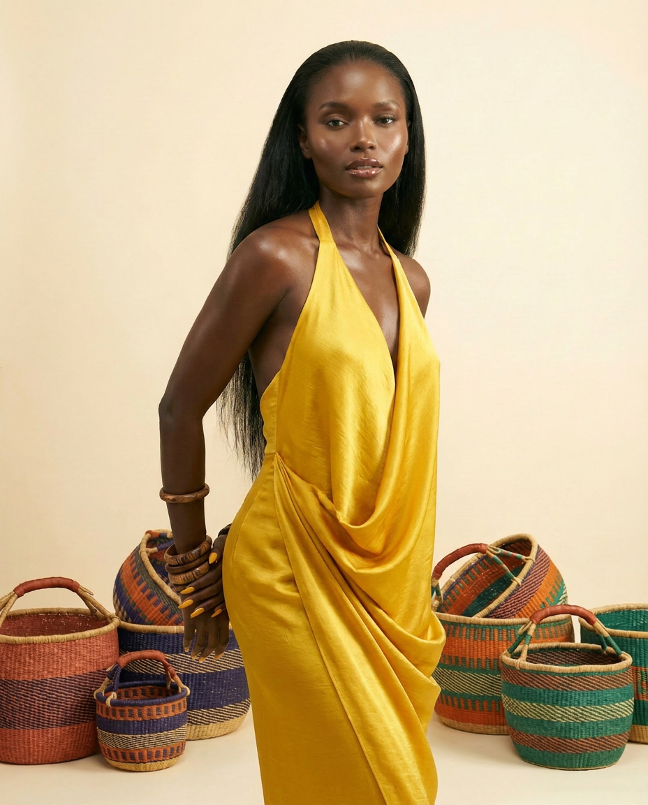 Abiacham Silk-Blend Maxi Dress - Elegant Evening Wear - front-facing view