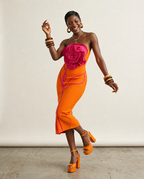 Vibrant Floral Strapless Maxi Dress