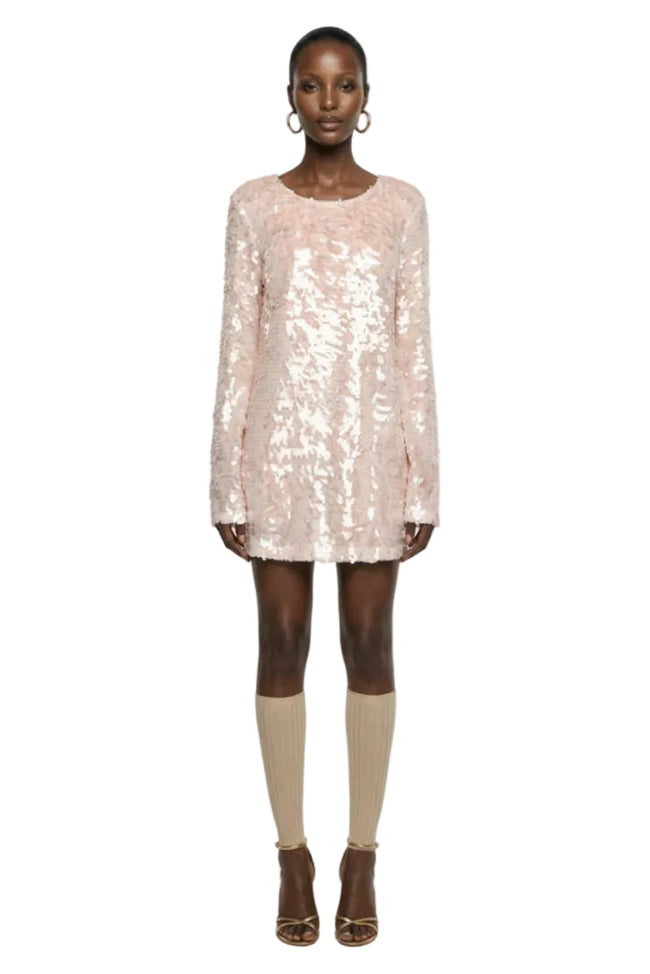 LONG SLEEVE CREWNECK MINI DRESS Hover Image