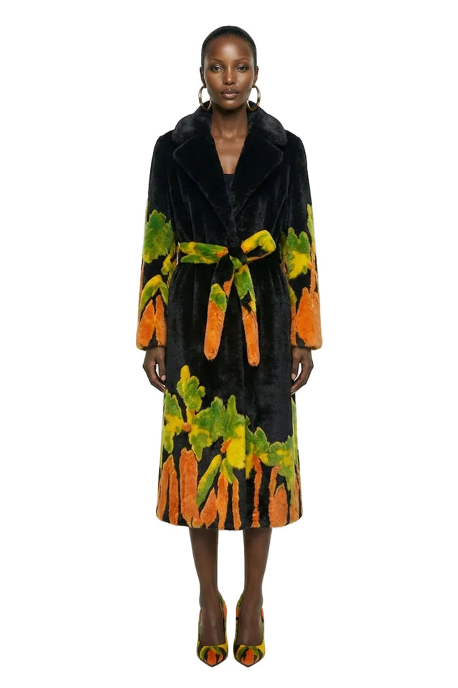 [PRE-ORDER]  The Tropical Noir Faux Fur Coat Hover Image