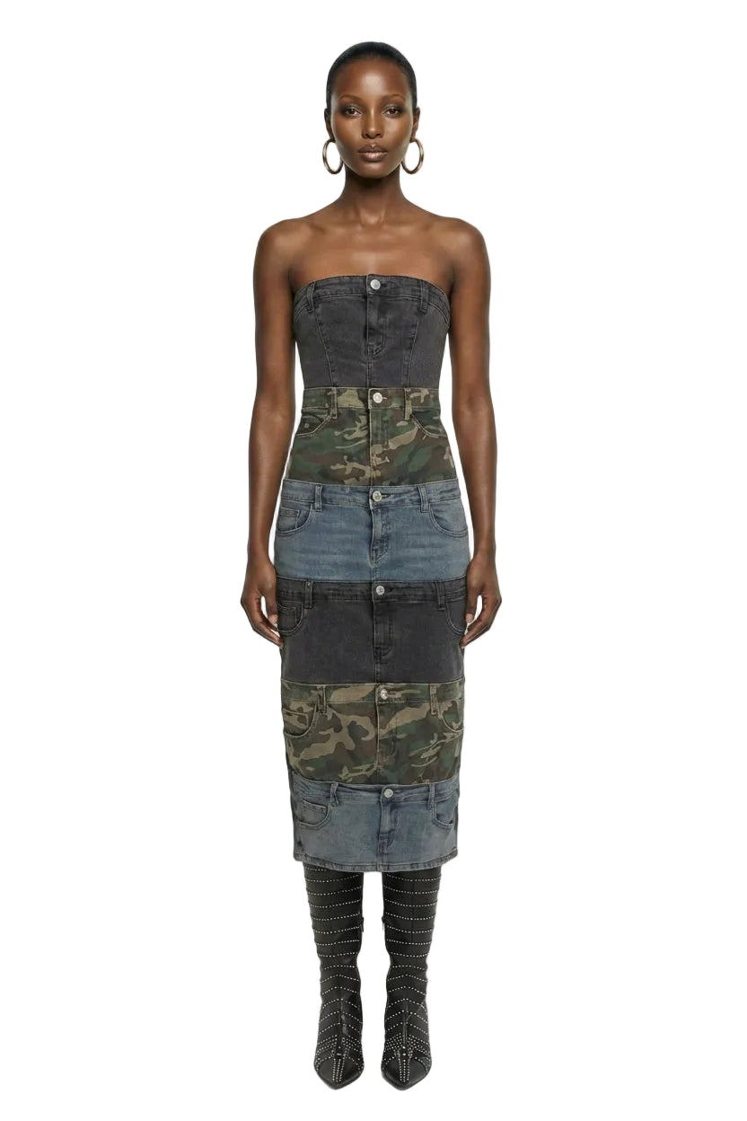 PATCHWORK PARADOX DENIM MAXI DERSS