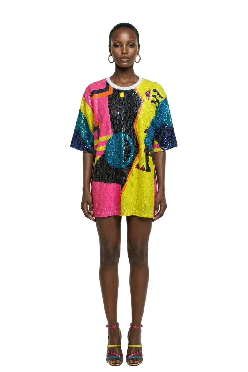 Abstract Sequin Graphic Tee