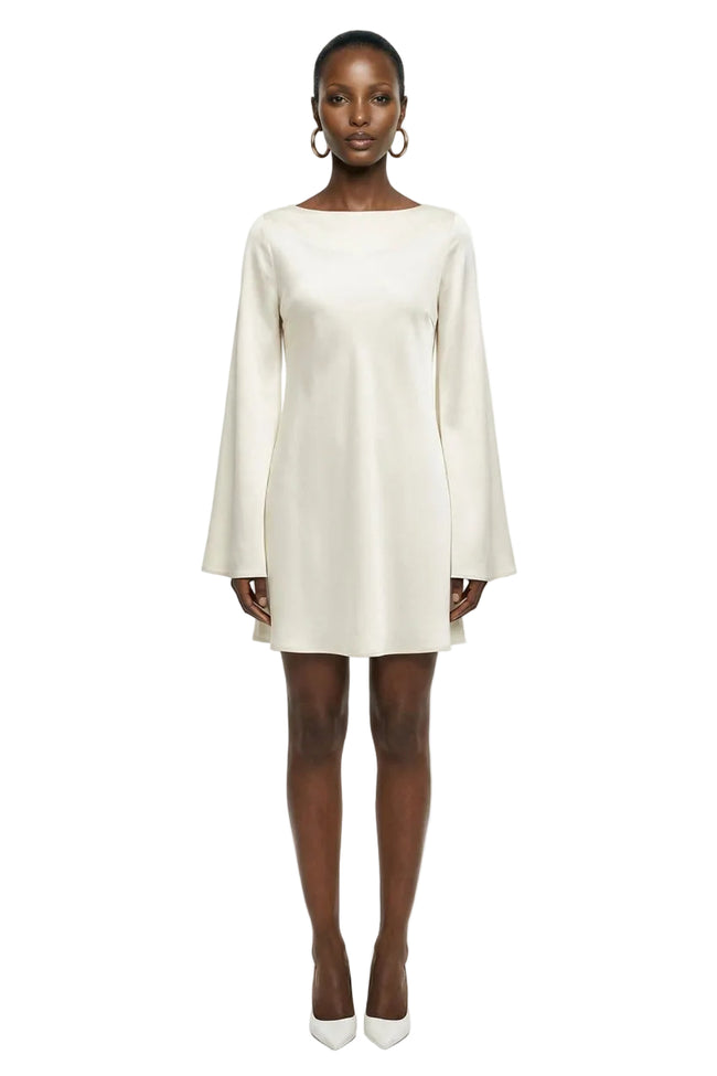 Waterfall Back Satin Mini Dress Hover Image
