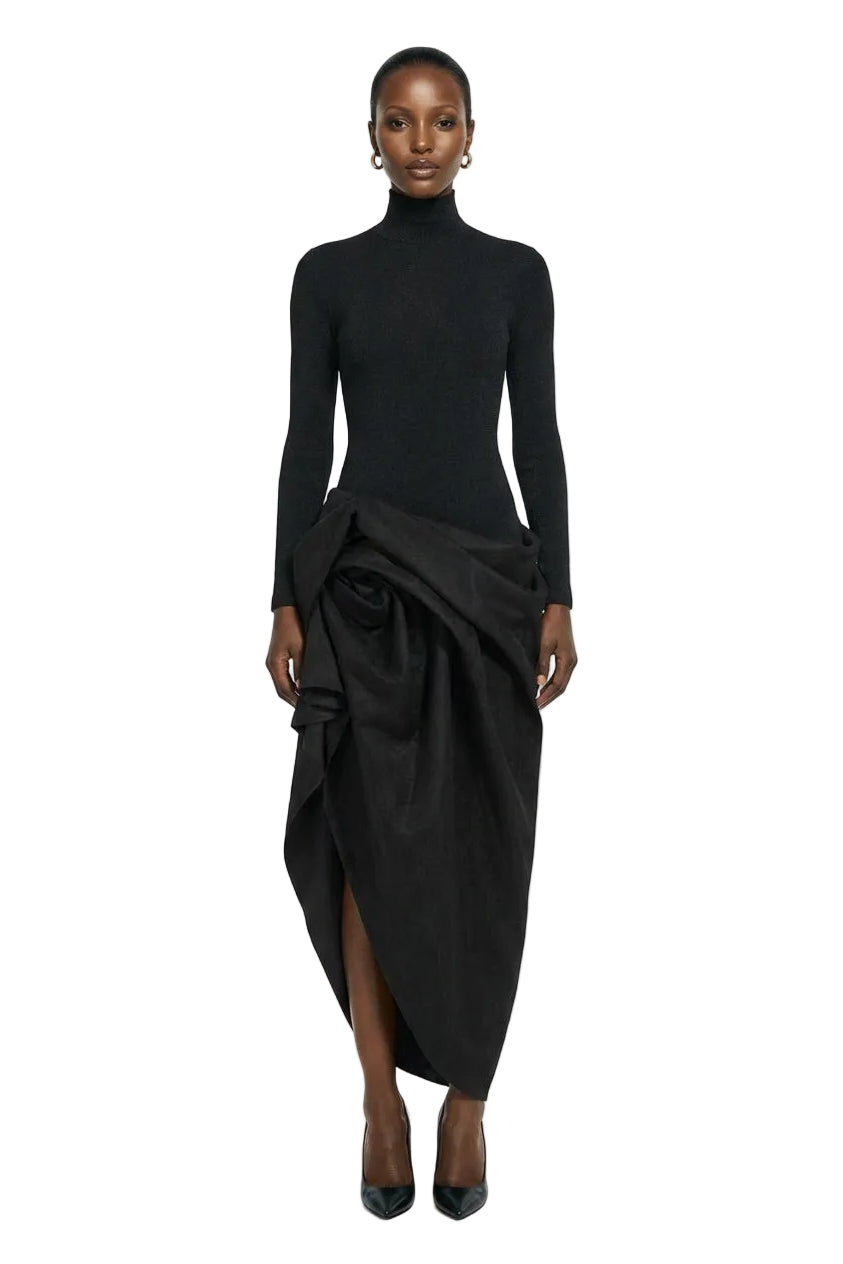 TURTLENECK TWILIGHT ALL BLACK DRESS | Le Thanh Hoa