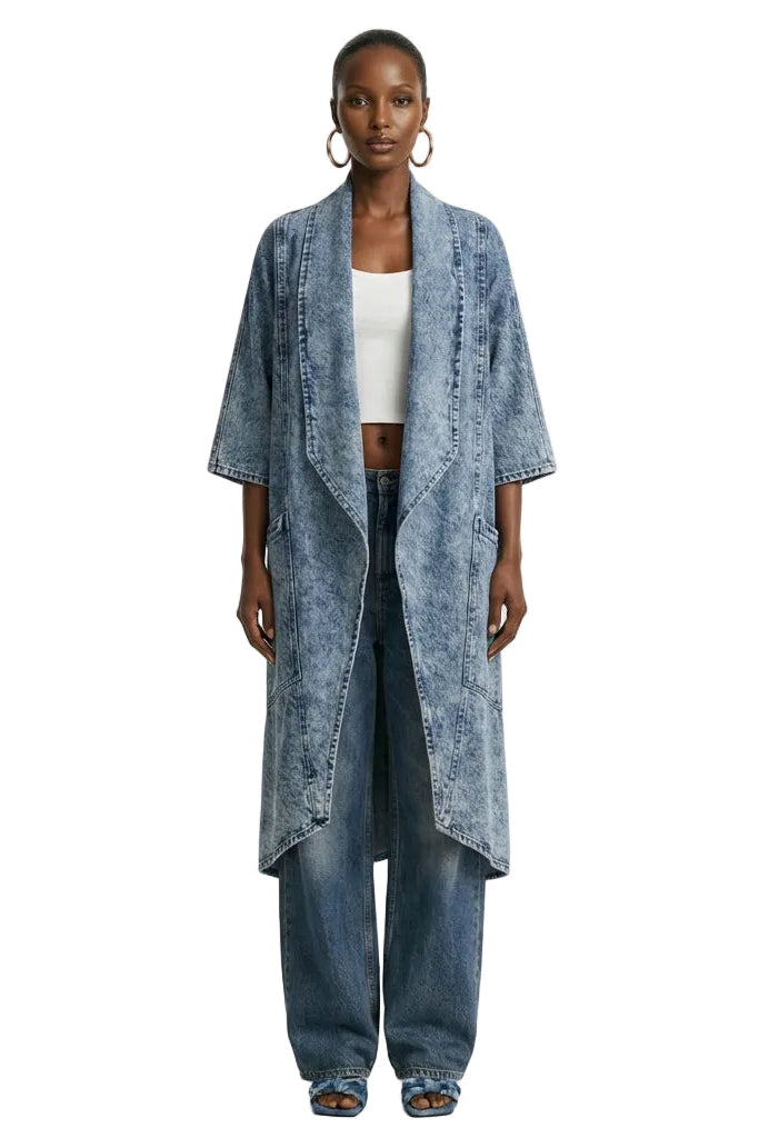 [PRE-ORDER]  Architectural Longline Denim Kimono Coat