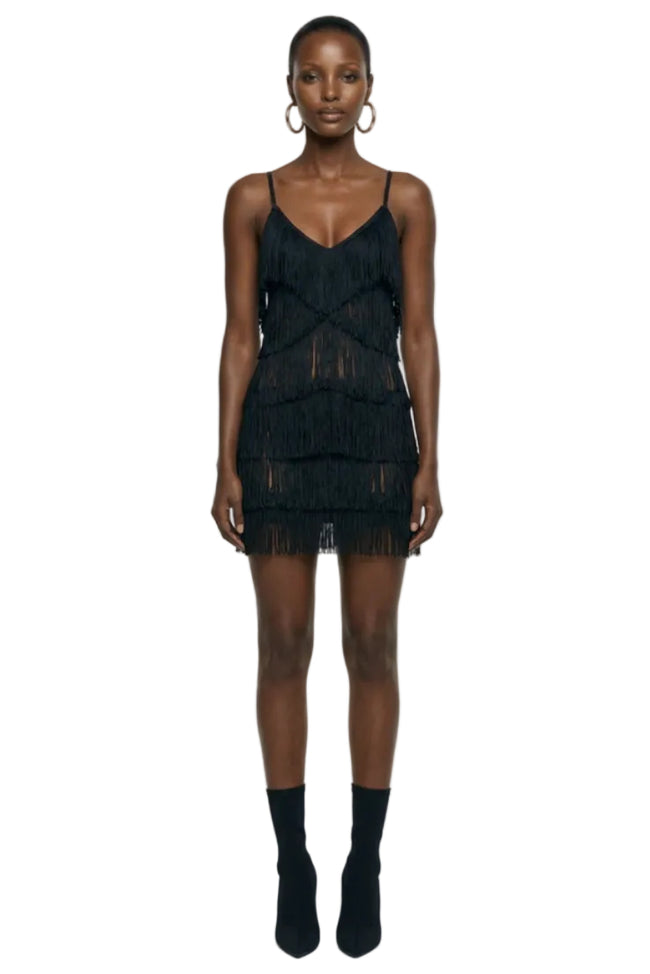 FRINGE SLIP MINI DRESS Hover Image