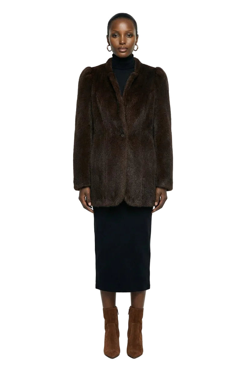 [PRE-ORDER]  Midnight Mocha Faux Fur Jacket