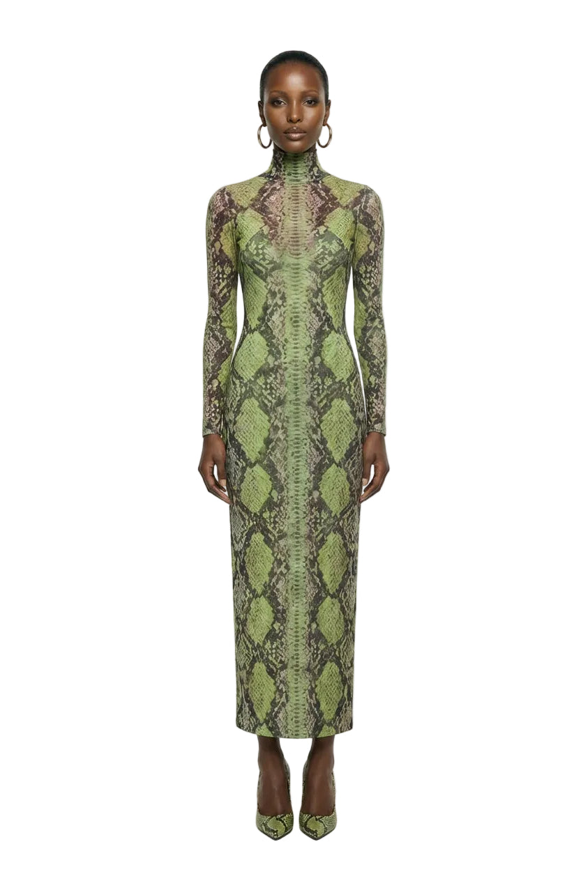 Billie Dress - Lime Snake