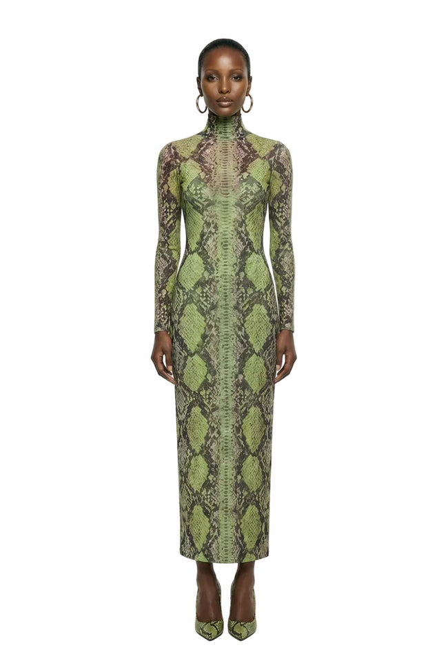 Billie Dress - Lime Snake Hover Image
