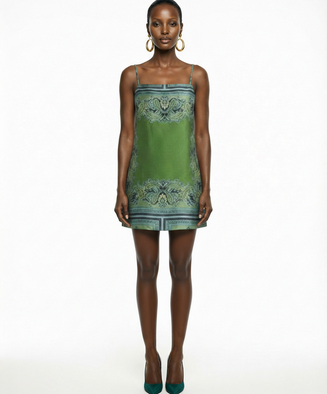 Maxine Dress in Moss Scarf Hover Image