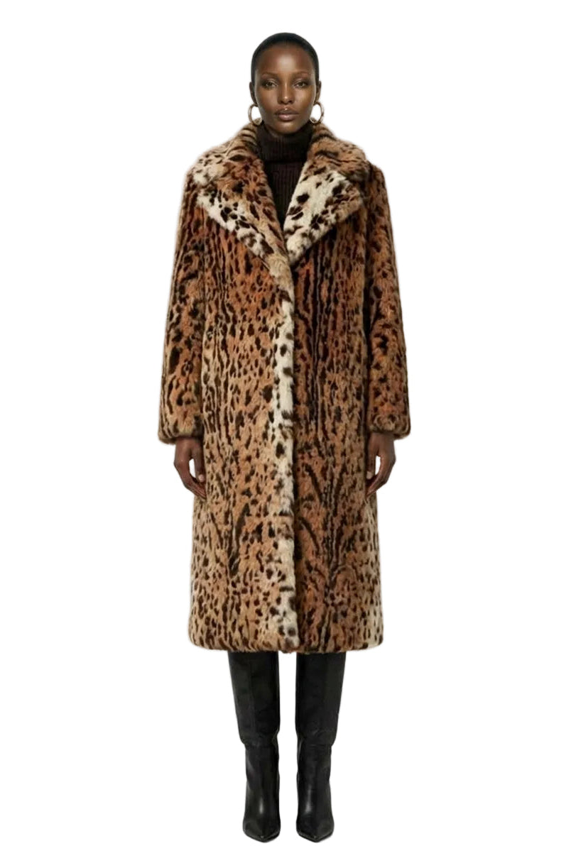 [PRE-ORDER]  Savannah Luxe Faux Fur Leopard Coat