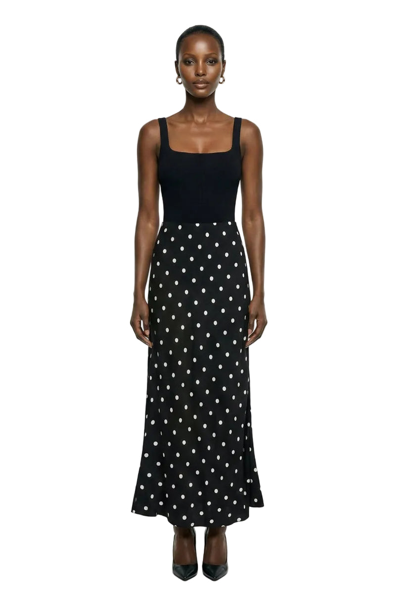 Polka Dotted Fishtail Midi Skirts
