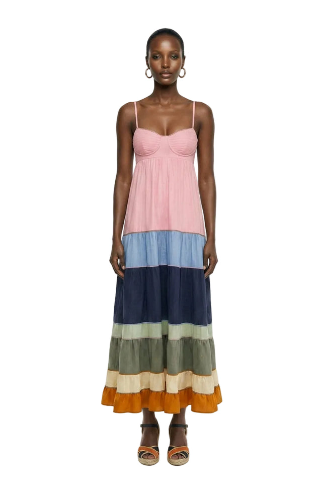 Multicolor Pleats Lenzing  Ecovero Euroflax Maxi Dress Hover Image