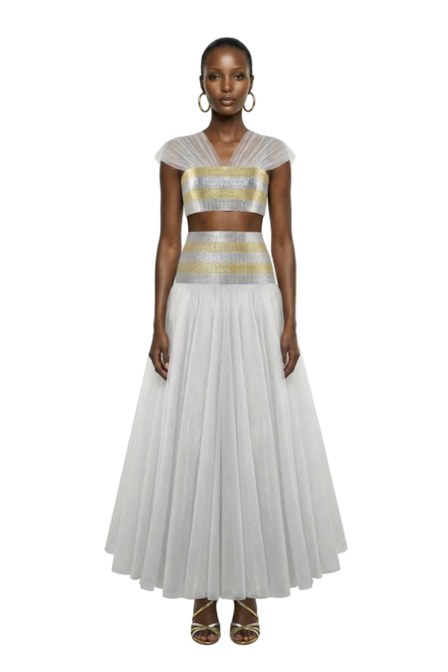 ZARI STRIPED METALLIC ENSEMBLE | AKHL Hover Image