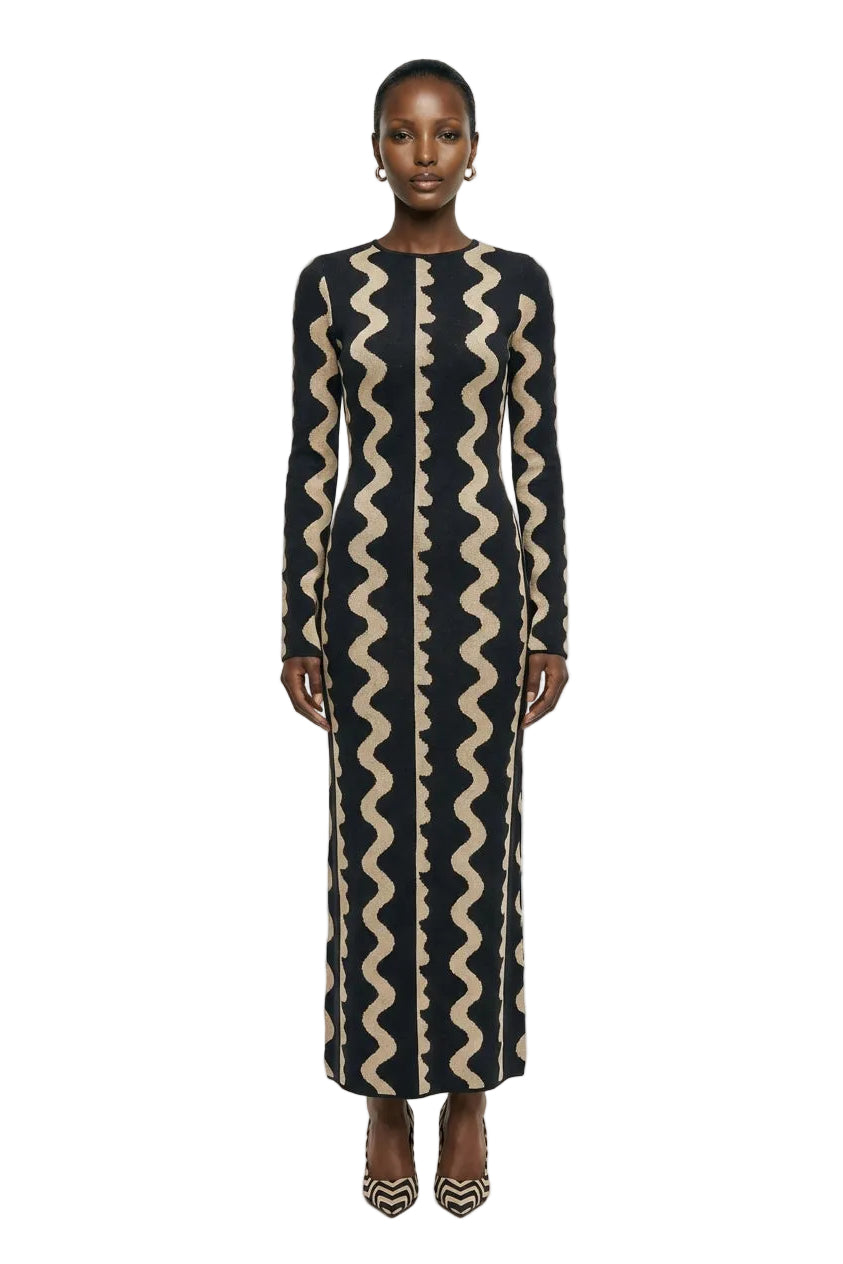 Jacquard Knitted Maxi Dress