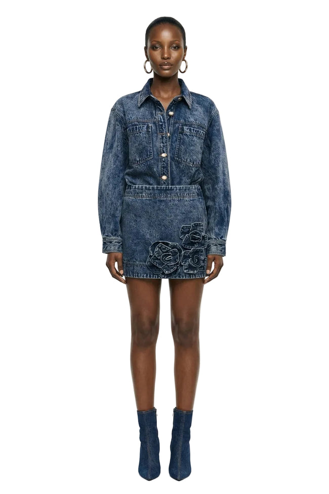 Angelina Denim Mini Skirt Hover Image