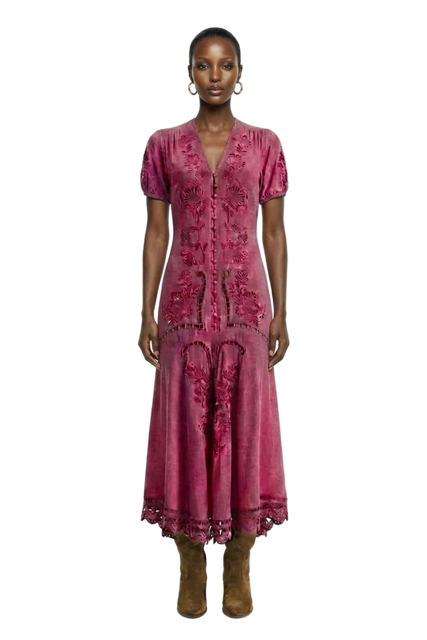 Pink Richelieu Lenzing Ecovero Viscose Maxi Dress