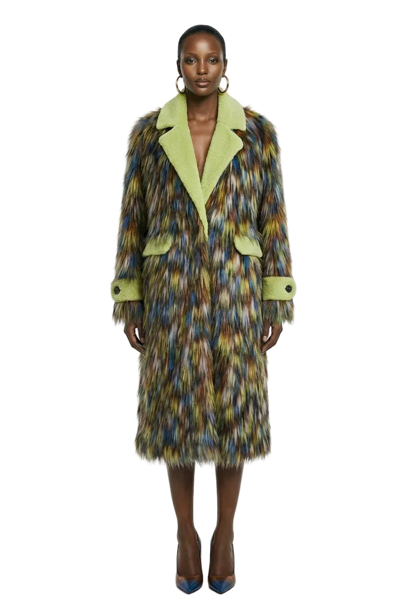 [PRE-ORDER]  Lime Halo Faux Fur Coat