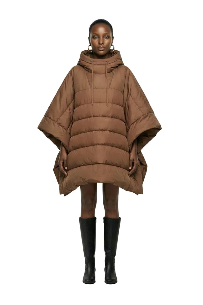[PRE-ORDER]  Oversized Hooded Puffer Poncho Coat Hover Image