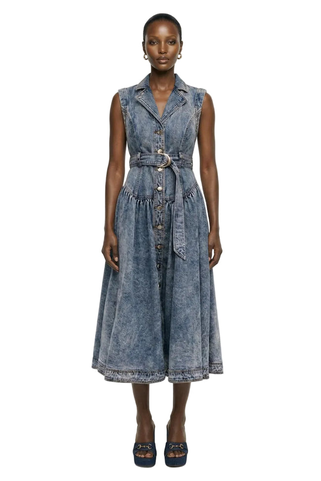 Angelina Belted Midi Dress Hover Image