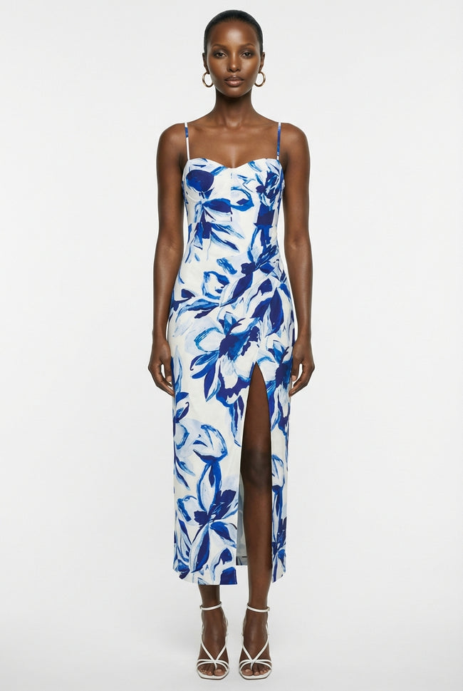 Stevie Bustier Draped Midi Dress Hover Image
