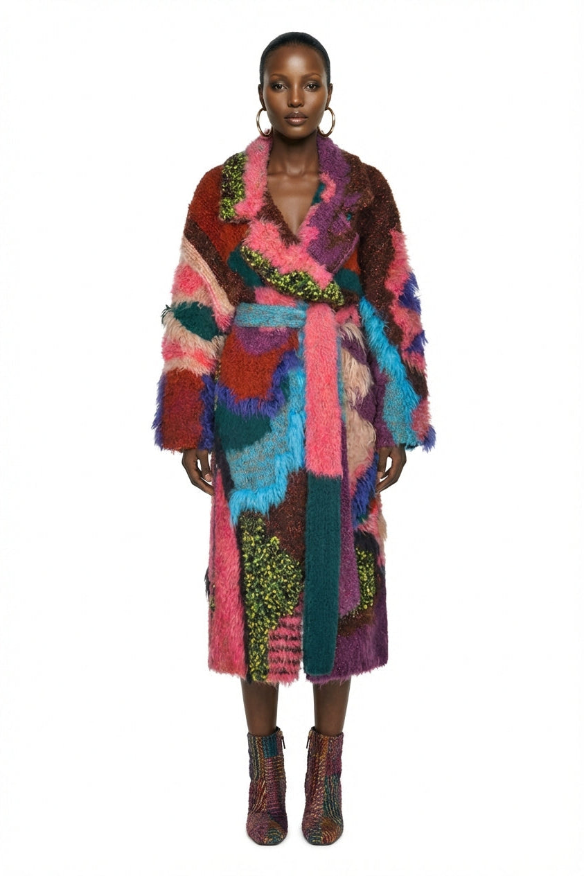 PINK LANDSCAPE MOHAIR COAT | Lalo