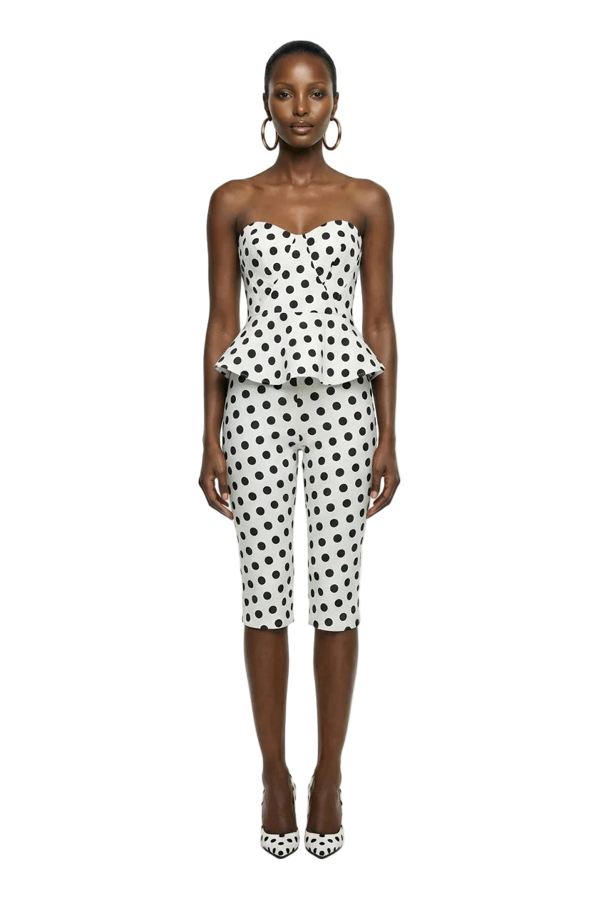 Ronnie Capri Pant - White Coin Dot