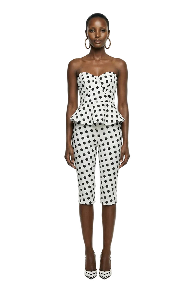 Ronnie Capri Pant - White Coin Dot Hover Image