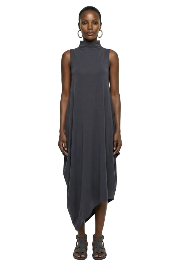 Sleeveless Cotton Dress In Grey