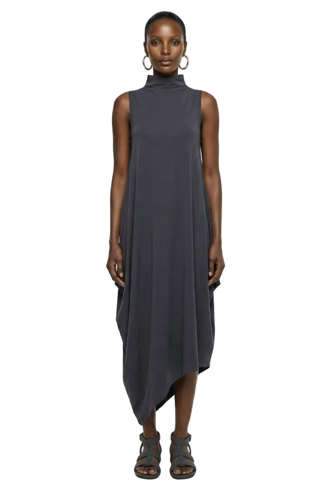 Sleeveless Cotton Dress In Grey Hover Image