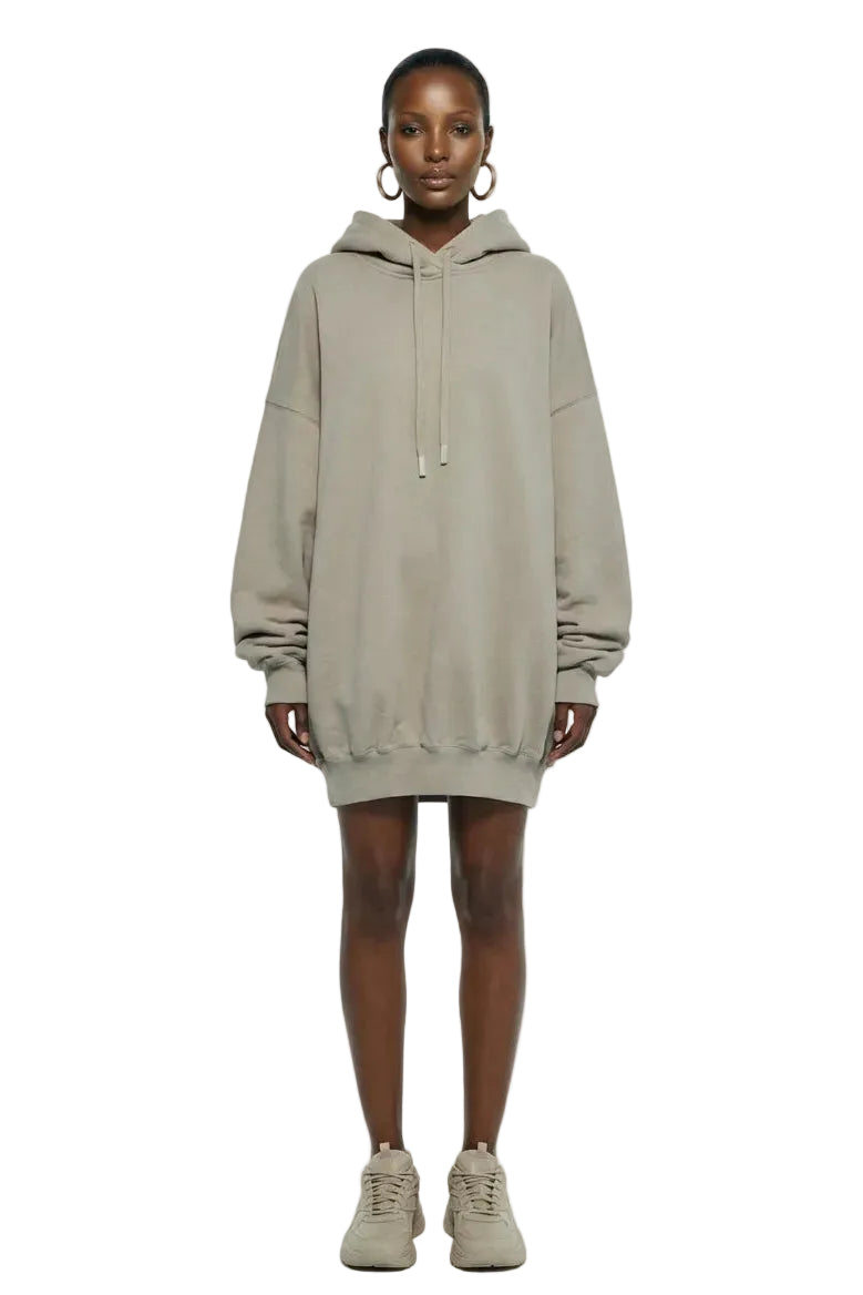 Drop Shoulder Sleeve Hooded Balloon Dress