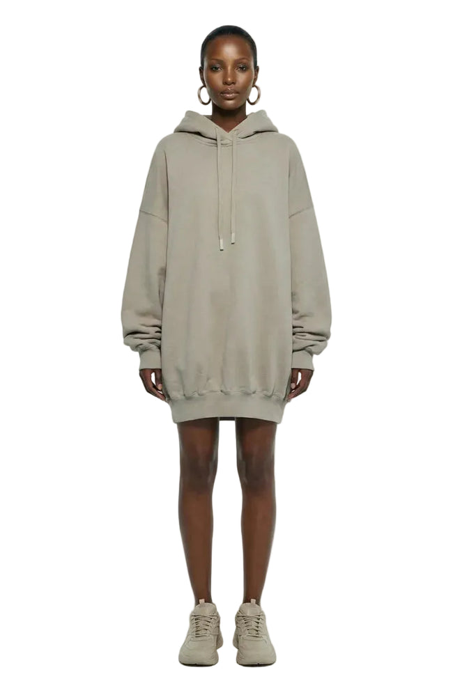 Drop Shoulder Sleeve Hooded Balloon Dress Hover Image