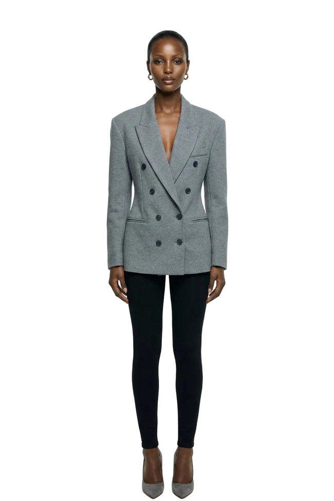 Grey Double-Breasted Tailored Blazer Hover Image