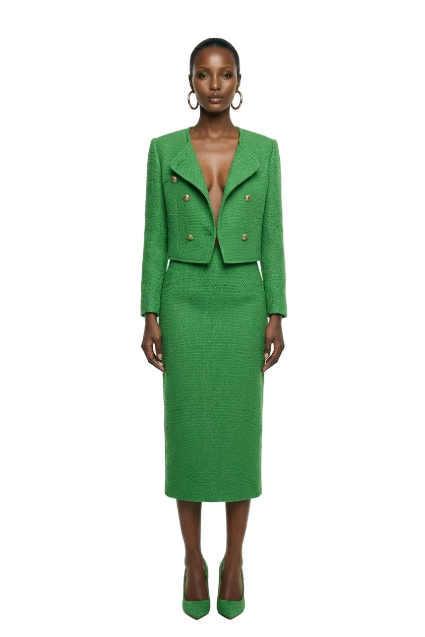 Emerald Textured Cropped Blazer