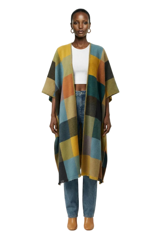 [PRE ORDER]  Colorblock Check Kimono Hover Image