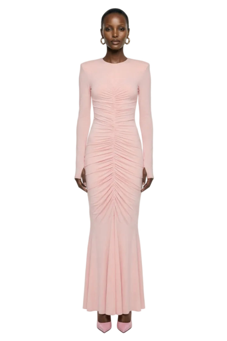SHIRRED FRONT FISHTAIL GOWN