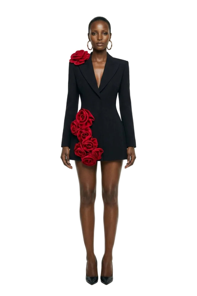 BLACK ROSE TWILL BLAZER DRESS | IHF Hover Image