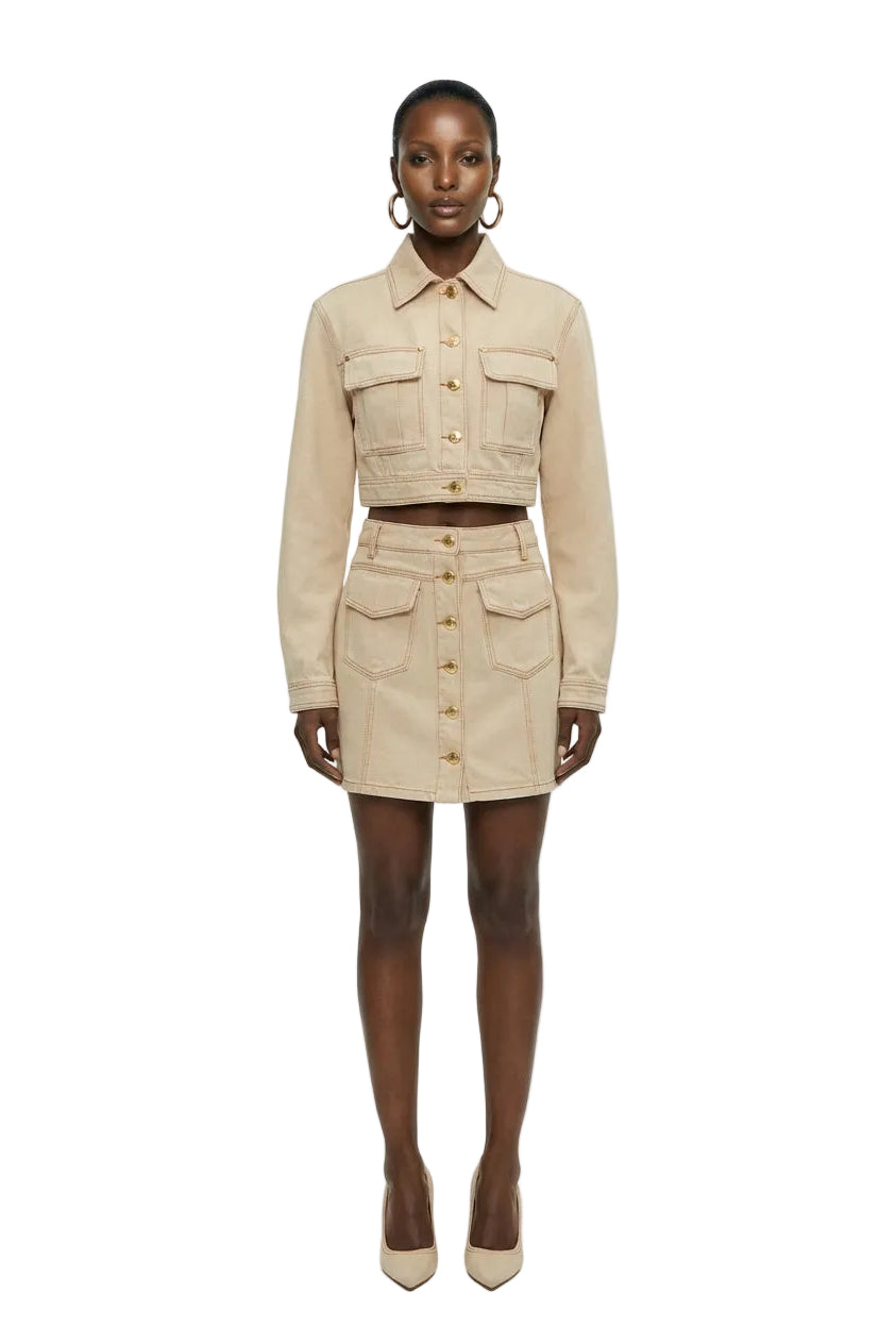Off-White Gabardine Cropped Jacket