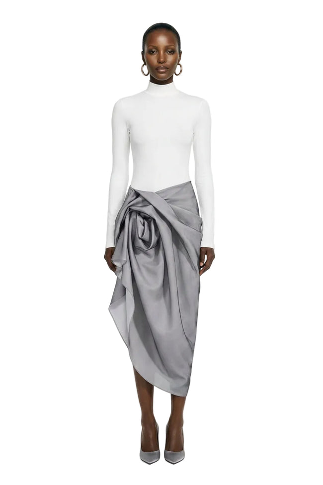 TURTLENECK TWILIGHT WHITE DRESS | Le Thanh Hoa Hover Image