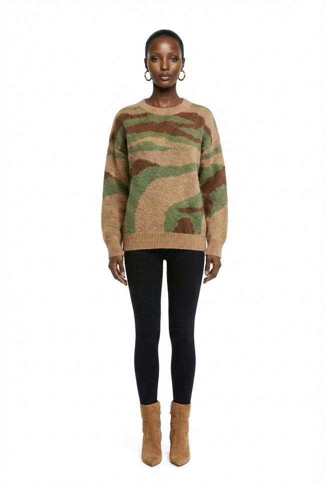 Camouflage knit sweater Hover Image